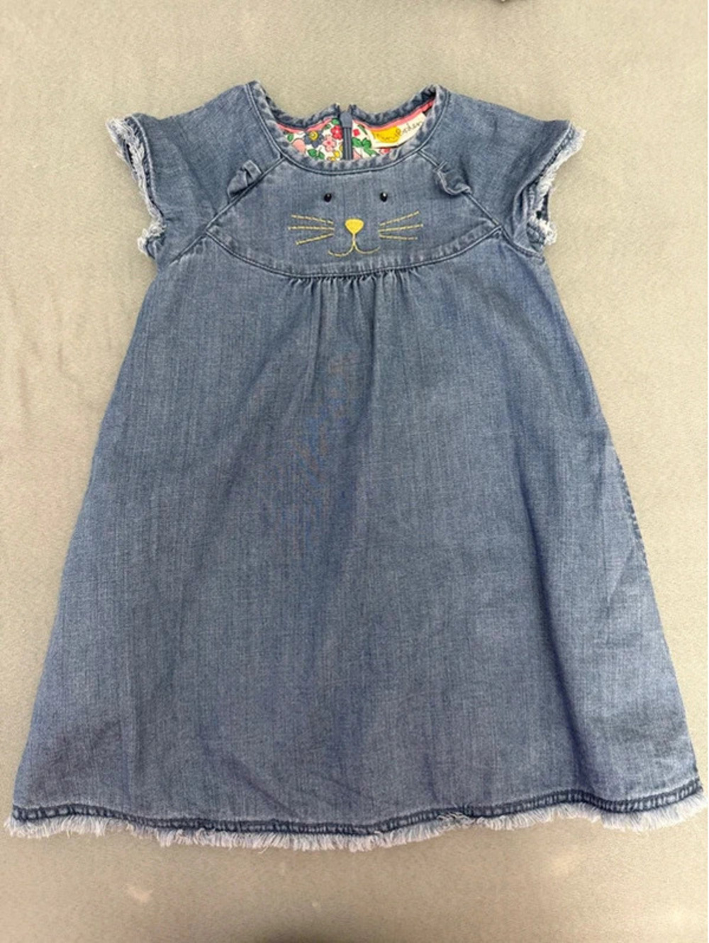 Mini Boden denim floral lined kitty dress